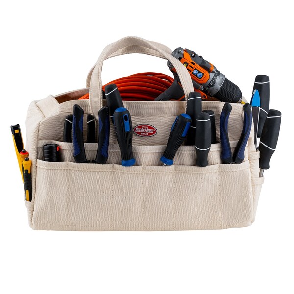 Bucket Boss Original Riggers Bag, Natural, 30 Pocket, Duckwear Canvas Bottom, 30 Pockets - 60002