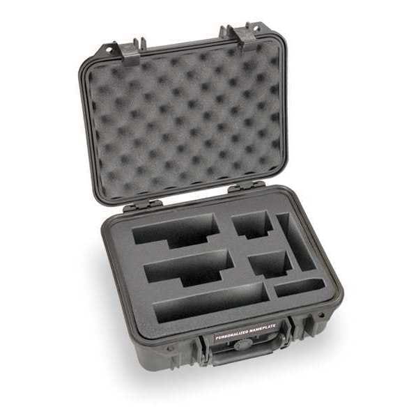 Pelican Black Protective Case, 13.37" L x 11.62" W x 6" D, Weight: 5.19 lb - 1400