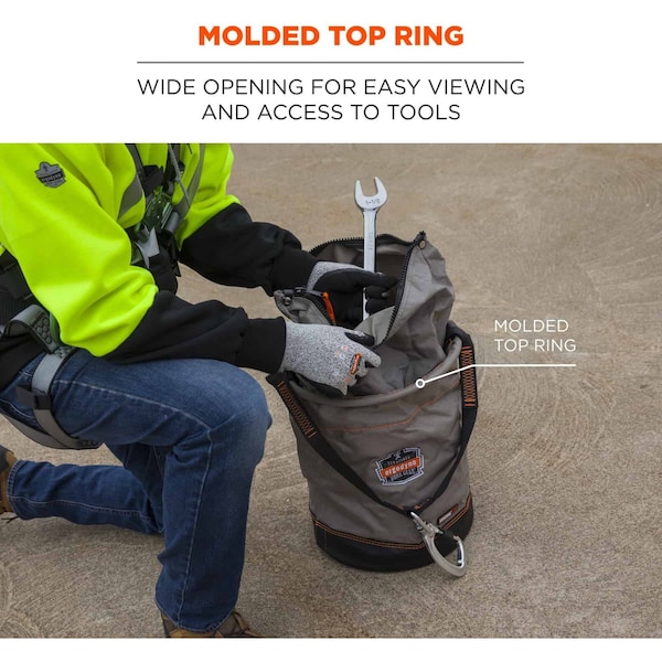 Ergodyne Gray Hoist Bucket with Swiveling Carabiner, XL - 5976