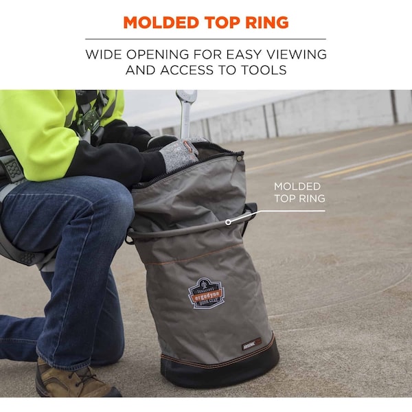 Ergodyne Gray Hoist Bucket with Swiveling Carabiner, XL - 5976