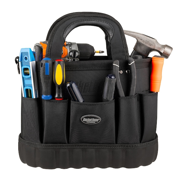 Bucket Boss Tool Tote, 13 Pocket, 14" x 8" x 10", 1680 Heavy-Duty Poly Fabric, 13 Pockets - 74014