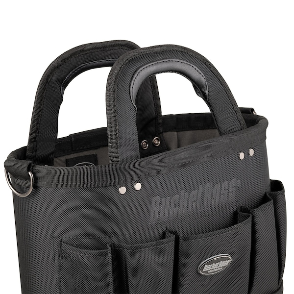 Bucket Boss Tool Tote, 13 Pocket, 14" x 8" x 10", 1680 Heavy-Duty Poly Fabric, 13 Pockets - 74014