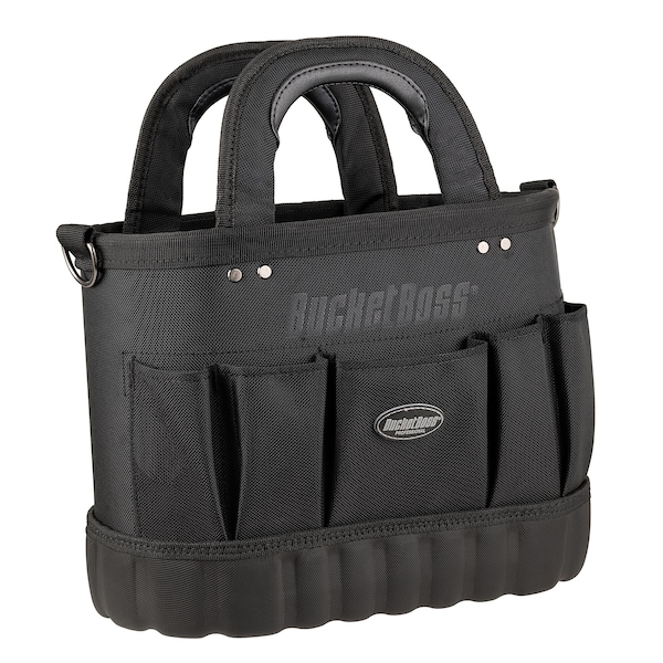 Bucket Boss Tool Tote, 13 Pocket, 14" x 8" x 10", 1680 Heavy-Duty Poly Fabric, 13 Pockets - 74014