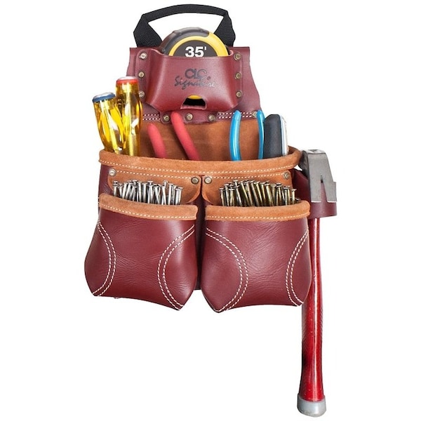 Clc Work Gear Tool Bag, Nail and Tool Bag, 10Pocket, Leather, Chestnut, Leather - 21428