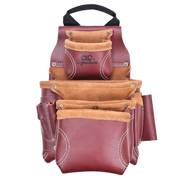 Custom Leathercraft Signature Elite Tool Bag, 9-Pocket, Leather, Brown - 21687