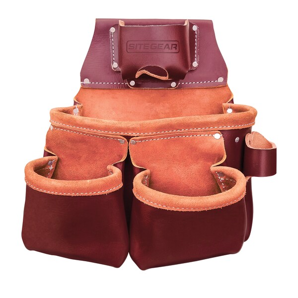 Sitegear Tool Bag, SitePro 3-Pouch Pro leather Tool Bag W/ Tape Holder, Leather - 51-15018-DB