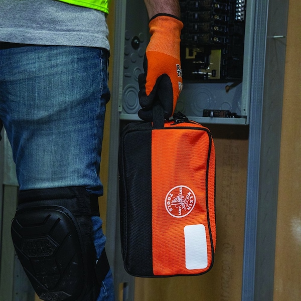 Klein Tools Double Zipper Tool Bag Set, Gray Bag: 12-in L x 7-in H, Orange Bag : 10-in L x 6-in H - 55579