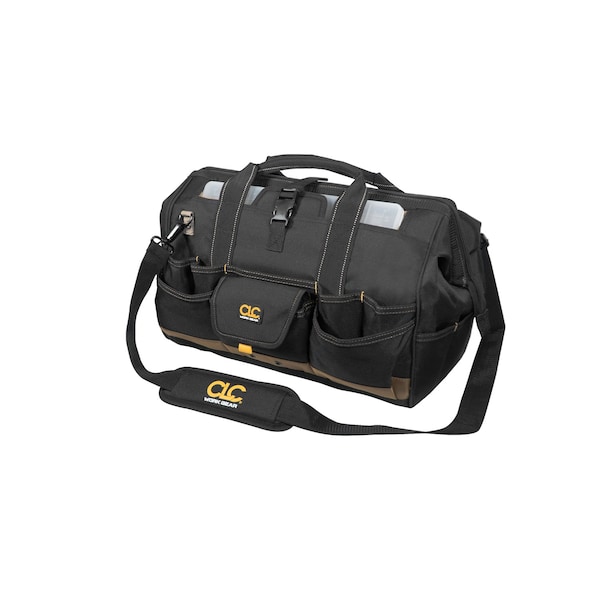 Custom Leathercraft CLC 10 in. W X 11 in. H Polyester Tote Bag with Plastic Tray 37 pocket Black/Tan 1 pc - 1535