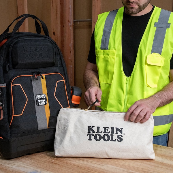 Klein Tools Zipper Bag, ExtraLong Canvas Tool Pouch, 16Inch, Natural - 62042