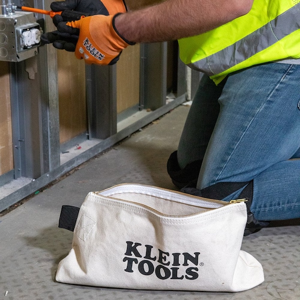 Klein Tools Zipper Bag, ExtraLong Canvas Tool Pouch, 16Inch, Natural - 62042