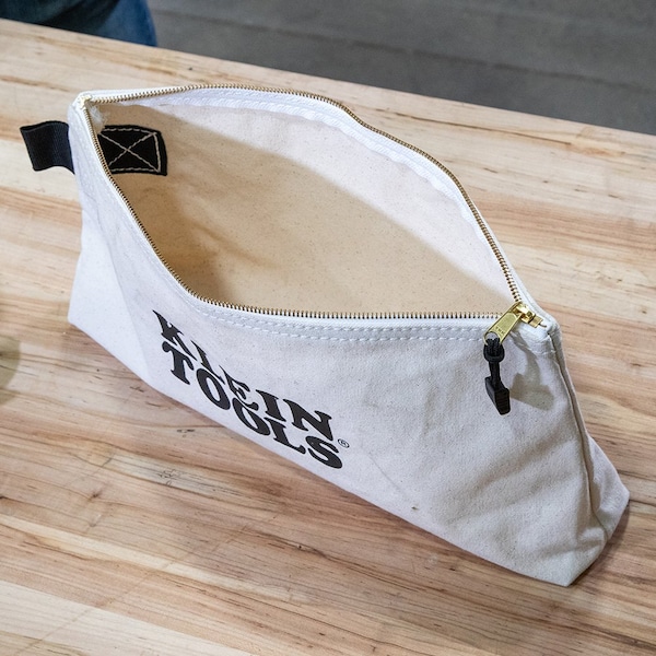 Klein Tools Zipper Bag, ExtraLong Canvas Tool Pouch, 16Inch, Natural - 62042