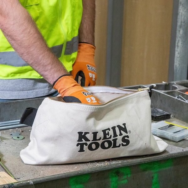 Klein Tools Zipper Bag, ExtraLong Canvas Tool Pouch, 16Inch, Natural - 62042