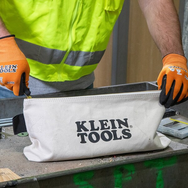 Klein Tools Zipper Bag, ExtraLong Canvas Tool Pouch, 16Inch, Natural - 62042