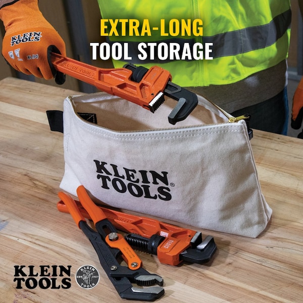 Klein Tools Zipper Bag, ExtraLong Canvas Tool Pouch, 16Inch, Natural - 62042
