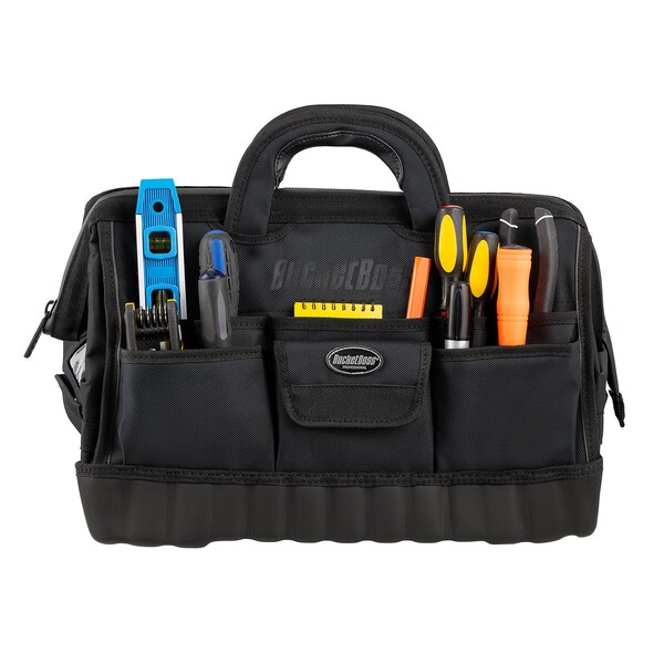Bucket Boss The Pro Gatemouth 18 Tool Bag, 1680 Heavy-Duty Poly Fabric, 17 Pockets - 64018