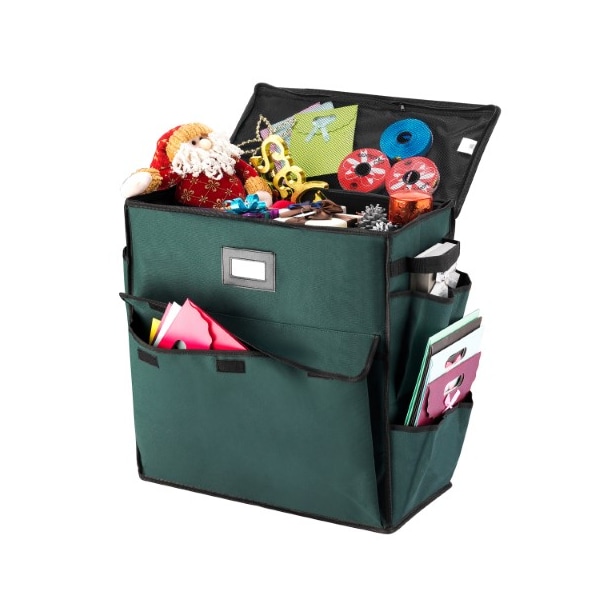Hastings Home Gift Bag Organizer, 20" Storage Tote with 4 Pockets for Wrap, Tissue Paper, Ribbon, Boxes and Cards - 909791QBD
