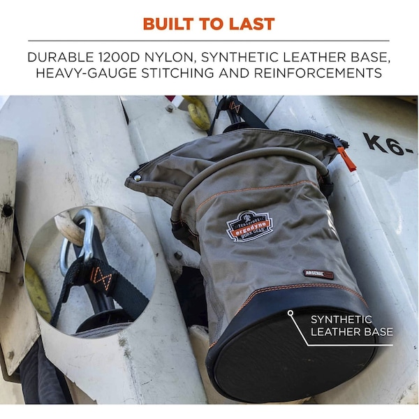 Ergodyne Gray Hoist Bucket with Swiveling Carabiner, L - 5974
