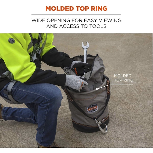 Ergodyne Gray Hoist Bucket with Swiveling Carabiner, L - 5974