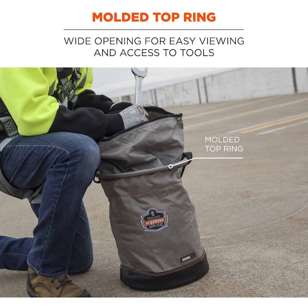 Ergodyne Gray Hoist Bucket with Swiveling Carabiner, L - 5974