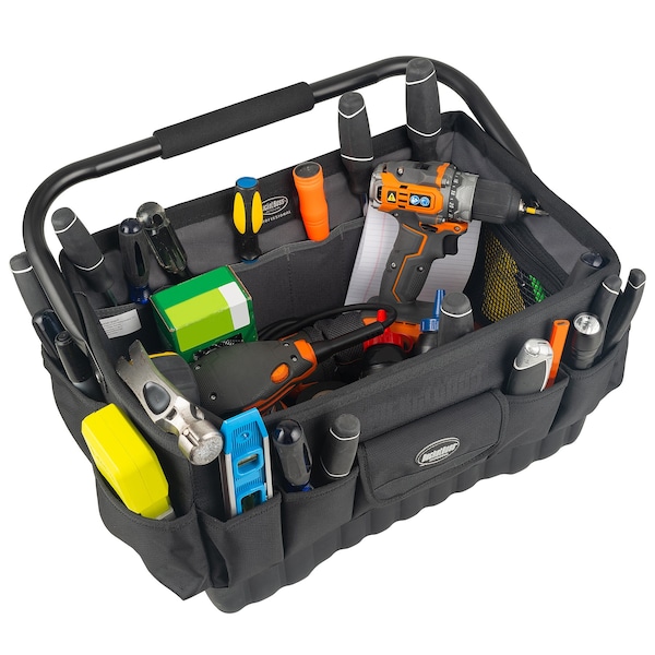 Bucket Boss Pro Oval Tool Tote 18, 1680 Heavy-Duty Poly Fabric, 14 Pockets - 74018