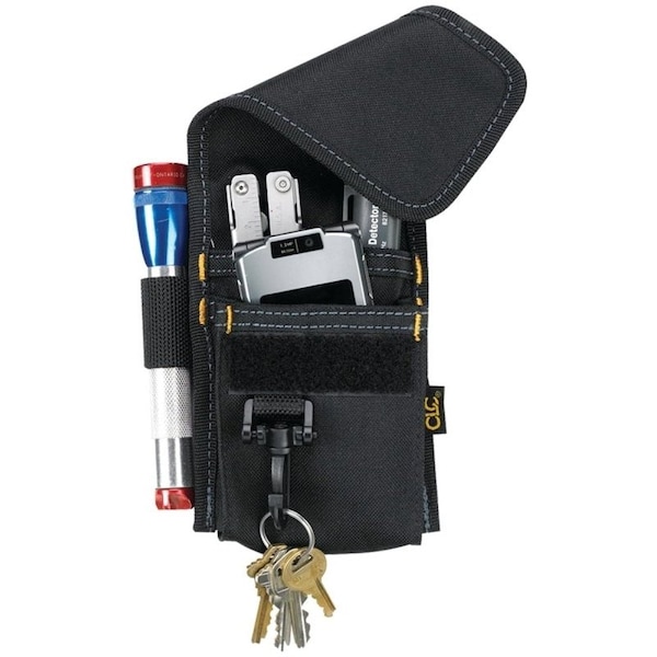 Clc Work Gear Tool Works Series MultiPurpose Tool Holder, 4Pocket, Polyester, Black, 3 in W, 714 in H, 1 in D - 1104
