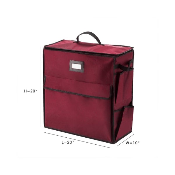 Hastings Home Gift Bag Organizer 20" Storage Tote with 4 Pockets for Wrap, TissuePaper, Ribbon, Boxes, Cards (Red) - 660600MFW