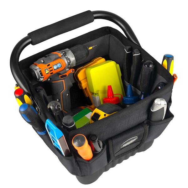 Bucket Boss Pro Tool Tote 11, 1680 Heavy-Duty Poly Fabric, 19 Pockets - 74012