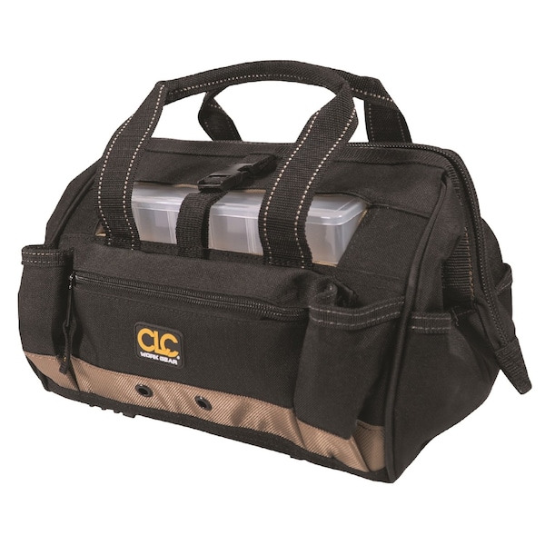 Custom Leathercraft CLC 8 in. W X 9 in. H Polyester Tote Bag with Plastic Tray 21 pocket Black/Tan 1 pc - 1533