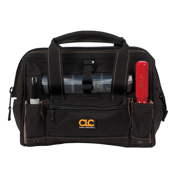 Custom Leathercraft CLC 8 in. W X 9 in. H Polyester Tote Bag with Plastic Tray 21 pocket Black/Tan 1 pc - 1533