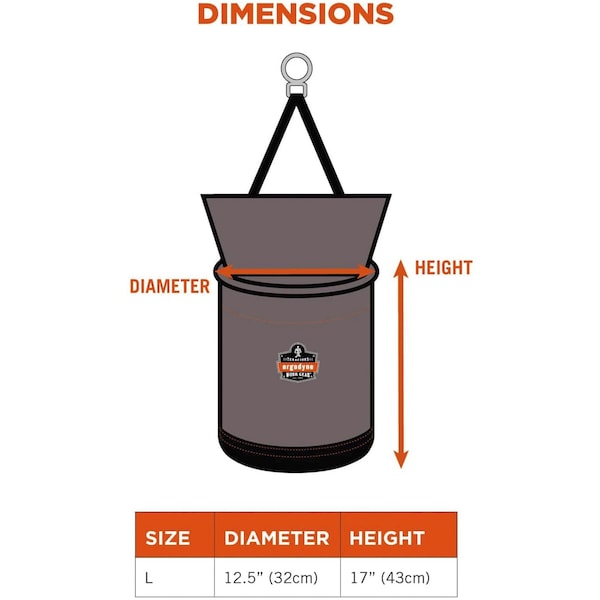 Ergodyne Gray Hoist Bucket with D-Rings, L - 5973