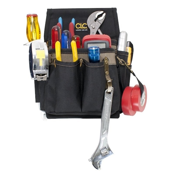 Clc Work Gear Tool Works Series Tool Pouch, 10Pocket, Polyester, BlackTan, 712 in W, 11 in H, 614 in D - 1505