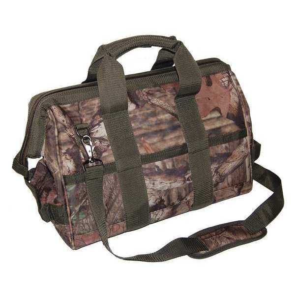 Bucket Boss Tool Bag, 16 Pocket, Camo, 16" x 8.5" x 10", Camouflage, Double Wall 600 Poly Ripstop Fabric - 85016