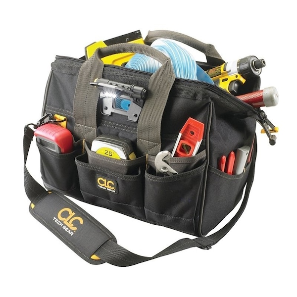 Clc Work Gear Tech Gear BIGMOUTH Tool Bag with Integrated LED Light, 8 in W, 1112 in D, 14 in H, 29Pocket - L230