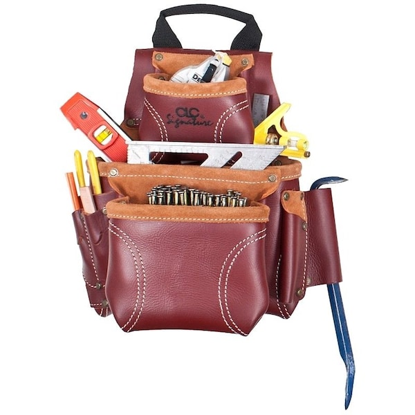 Clc Work Gear Tool Bag, Nail and Tool Bag, 8Pocket, Leather, Chestnut, Leather - 21685