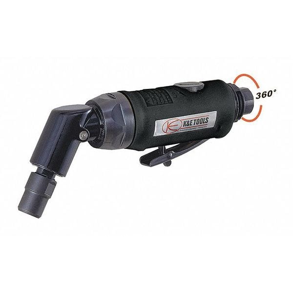 Railhead Gear Angle Grinder, Heavy Duty, Die, 180Deg Head, 1/2HP, 1/4" npt Air Inlet, 1/4" Collet, Heavy Duty, 1/2 HP - KE-7302