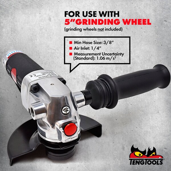 Teng Tools 12,000 RPM Adjustable Pneumatic Air Angle Grinder Tool 5 I - ARAG125
