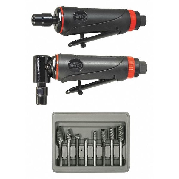 Astro Pneumatic Angle, Straight Die Grinder Kit, 3 pcs., 1/4 in NPT Female Air Inlet, 1/4" Collet, 1/3 HP - 219