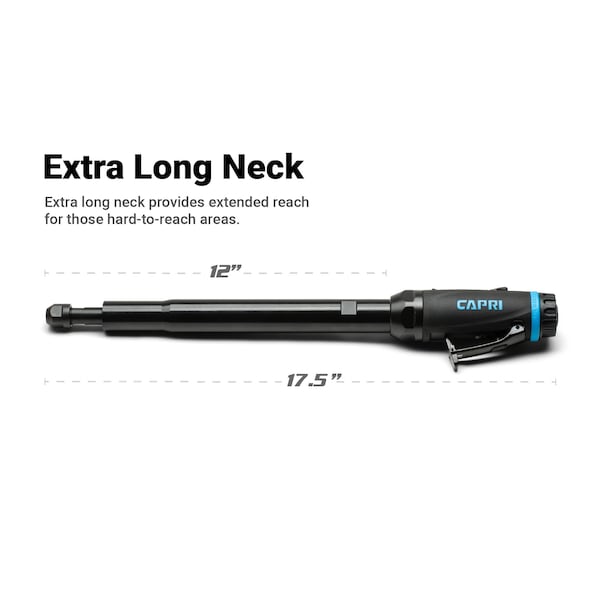 Capri Tools 1/4 in. 1 HP Air Straight Die Grinder, 12 in. Extra Long Neck - CP32500-12