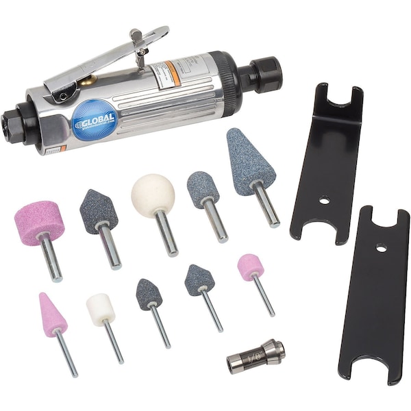 Global Industrial 1/4 Pneumatic Die Grinder Kit, 22,000 RPM - G3420K