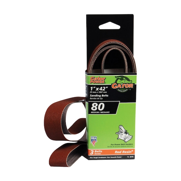 Gator Finishing BANDA DE LIJA 1"X42" 80G PAQ. DE 3 - 3215
