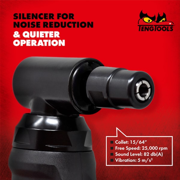 Teng Tools 25,000 RPM Mini Angled Pneumatic Composite Air Die Grinder - ARG02