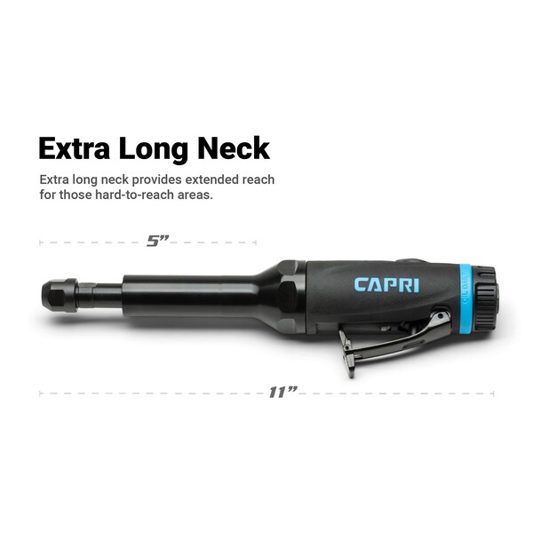 Capri Tools 1/4 in. 1 HP Air Straight Die Grinder, 5.5 in. Extra Long Neck - CP32500-5.5