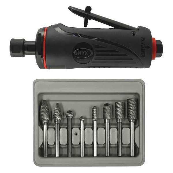Astro Pneumatic Die Grinder Combo, Burr Set, 1/4", 8 pcs., 1/4 in NPT Female Air Inlet, 1/4" Collet, Medium, 1/3 HP - 2181B