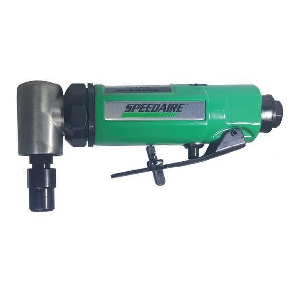 Speedaire Right Angle Die Grinder, 1/4 in NPT Female Air Inlet, 1/4 in Collet, Heavy Duty, 20,000 RPM, 0.4 hp - 45YY31