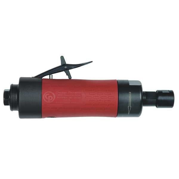 Chicago Pneumatic Straight Die Grinder, 1/4 in NPT Female Air Inlet, 1/4 in Collet, Heavy Duty, 20,000 RPM, 0.7 hp - CP3000-520R