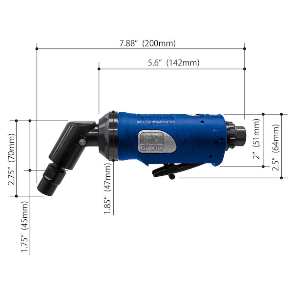 Sp Air 1/4" Heavy-Duty 120 Angle Die Grinder - SP-7212