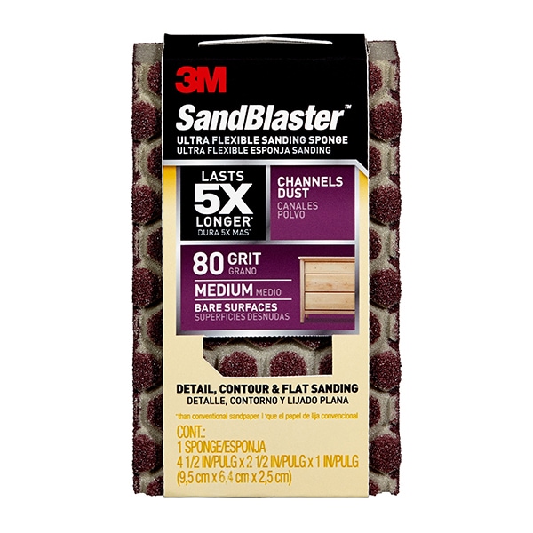 Esponja de lijado ultra flexible SandBlaster de 3M de 4-1/2" x 2-1/2" 80Gr Mediano - 20907-80-UFS