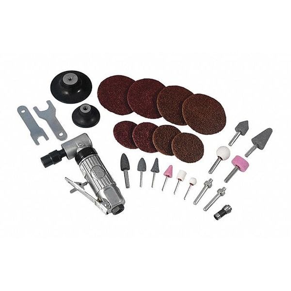 Sunex Right Angle Mini Angle Air Die Grinder Kit, 1/4", 1/4 in Air Inlet, 1/4" Collet, 20,000 rpm, 1/4 HP - SX264K