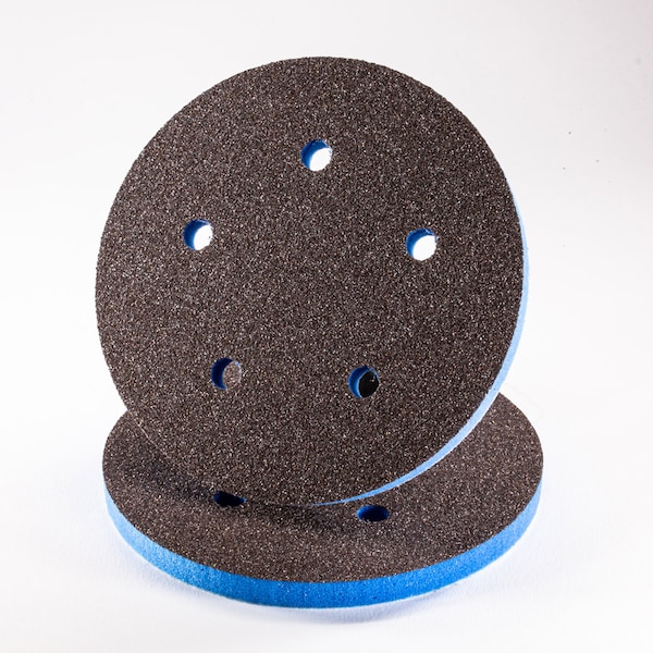 Uneeda EKASILK PLUS Esponja de 10 mm 5" Fina (Acabado de 220-240 gritos) 5 Orificios Almohadilla de Lijado con Gancho y Lazo - P-105626
