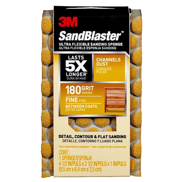 Esponja de lijado ultra flexible SandBlaster de 3M 4-1/2" x 2-1/2" 180Gr Fino - 20907-180-UFS